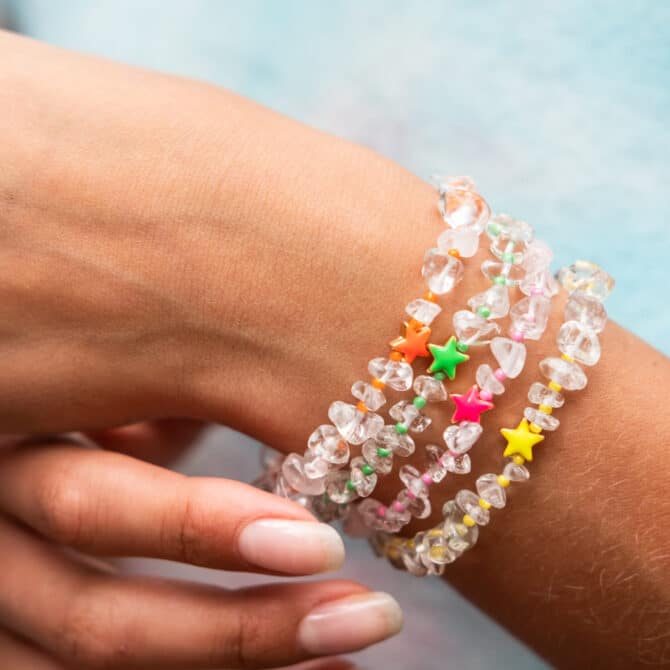TINKALINK Crystal Healing Bracelets Clear Quartz Star Totem Orange Green Pink Yellows