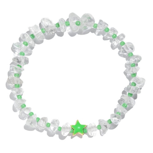 TINKALINK Crystal Healing Bracelet Clear Quartz Green Star Totem