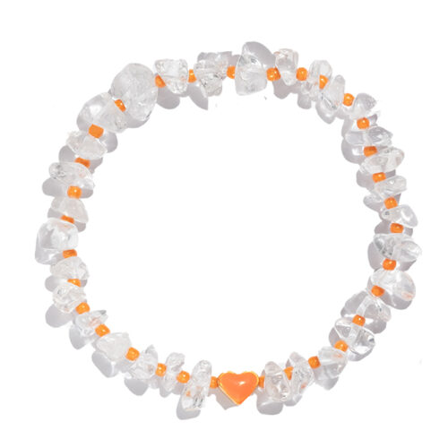 TINKALINK Crystal Healing Bracelet Clear Quartz Orange Heart Totem