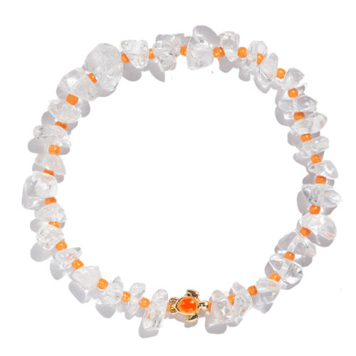 TINKALINK Crystal Healing Bracelet Clear Quartz Orange Turtle Totem