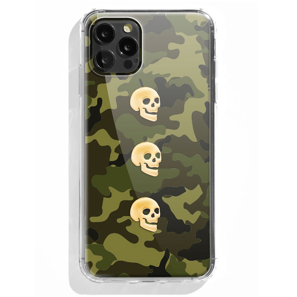 TINKALINK iPhone 12 Pro Case Talisman Green Camo Skin Skull Charms Gold