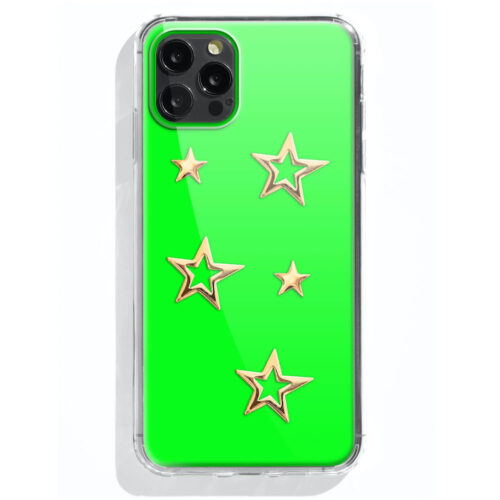 TINKALINK iPhone 12 Pro Plus Case Talisman Neon Green Skin Star Charms Gold