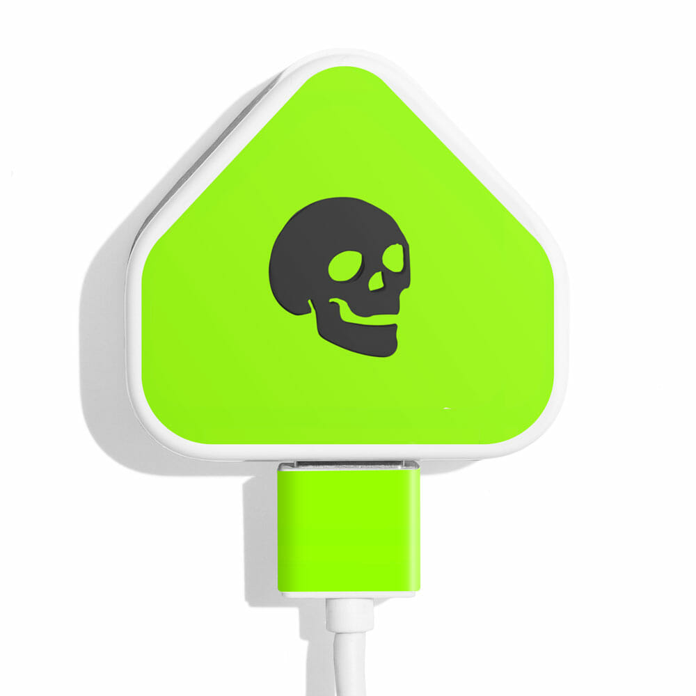 TINKALINK iPhone Charger Sticker Neon Green Black Skull Vinyl