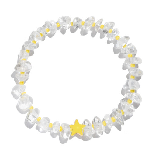 TINKALINK Crystal Healing Bracelet Clear Quartz Yellow Star Totem