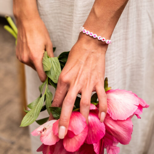 TINKALINK Crystal Healing Bracelet Rose Quartz Mama To Be