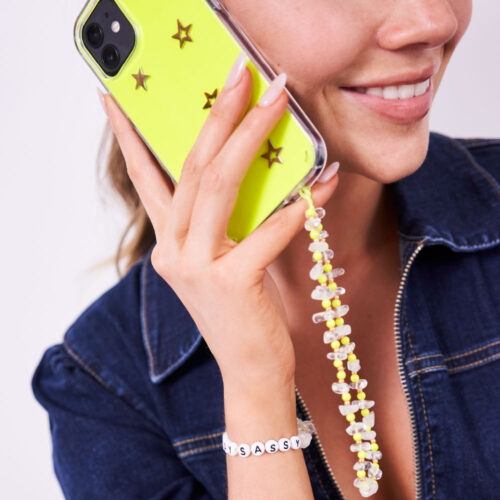 TINKALINK iphone 11 Pro case Neon Yellow Skin Star Charms Gold