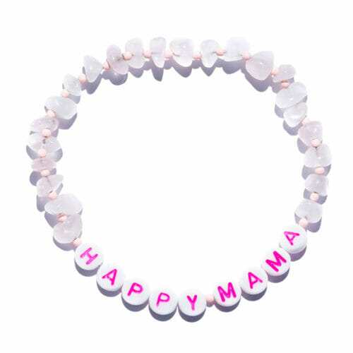 TINKALINK Crystal Healing Bracelet Rose Quartz Happy Mama
