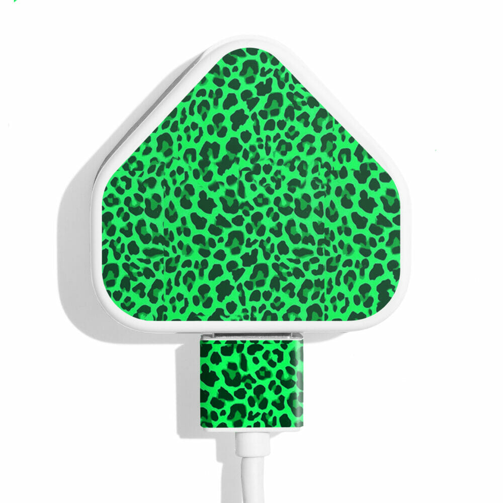 TINKALINK iPhone charger sticker green leopard