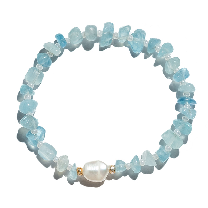 TINKALINK Aquamarine mother of pearl crystal healing bracelet