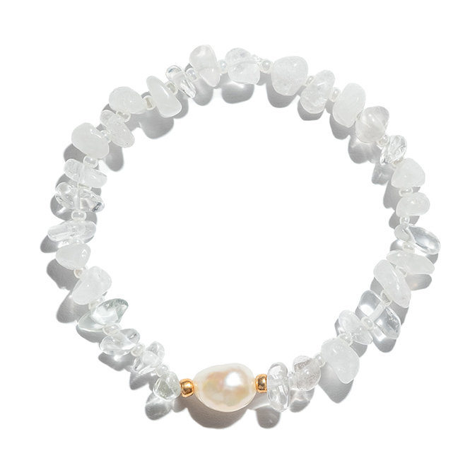 Clear TINKALINK Quartz Mother of Pearl April Birthstone