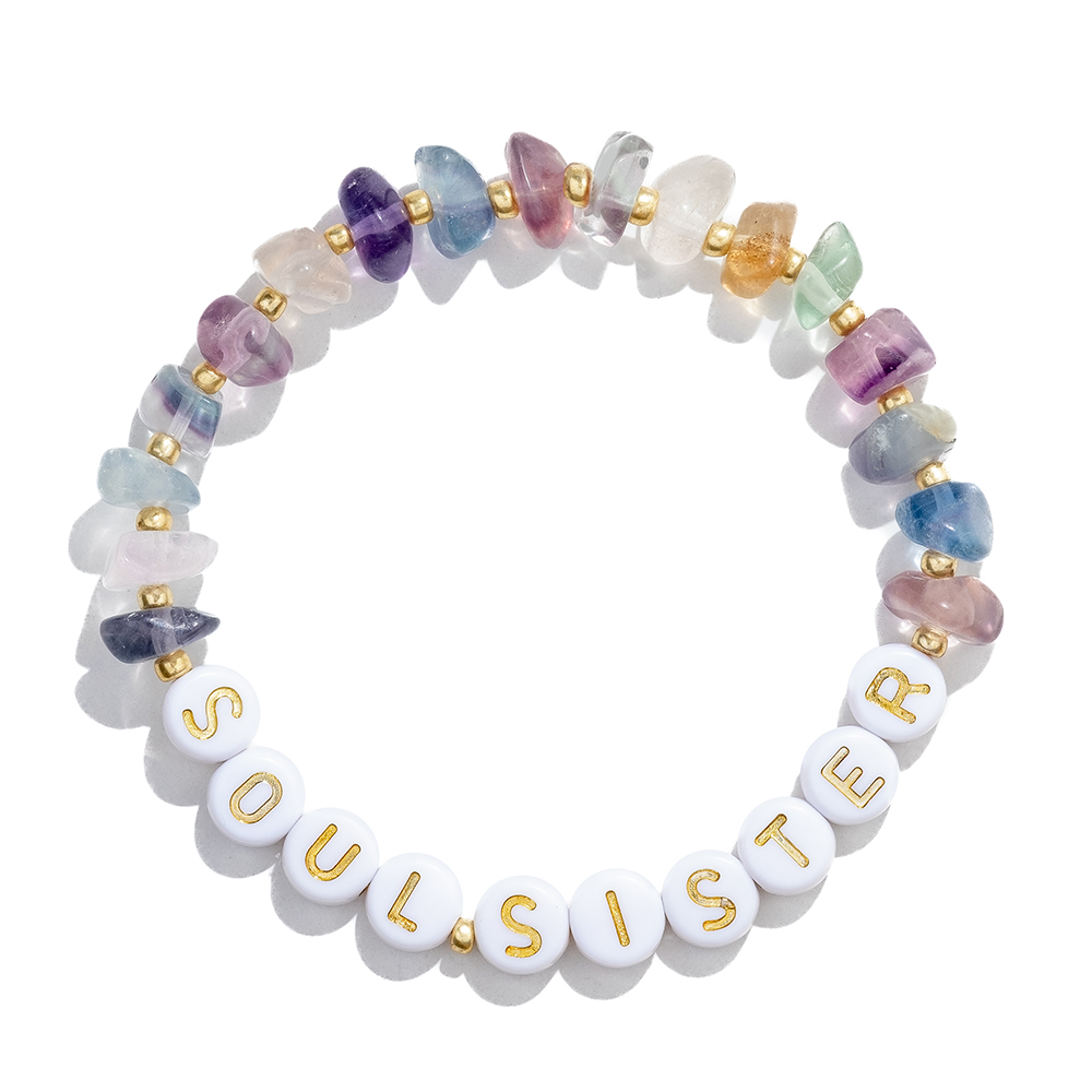 TINKALINK Soul Sister Gold lettered Fluorite Crystal Bracelet