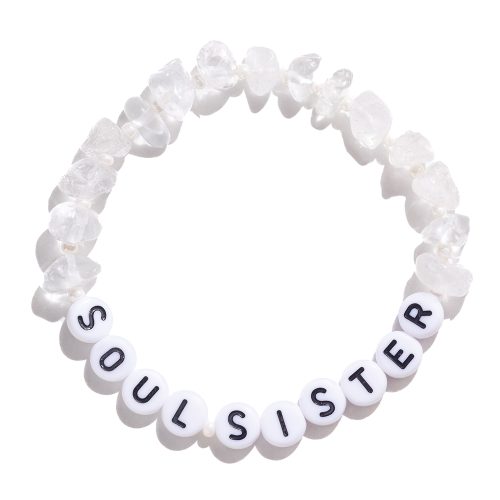 TINKALINK Soul Sister Black lettered Clear Quartz Crystal Bracelet