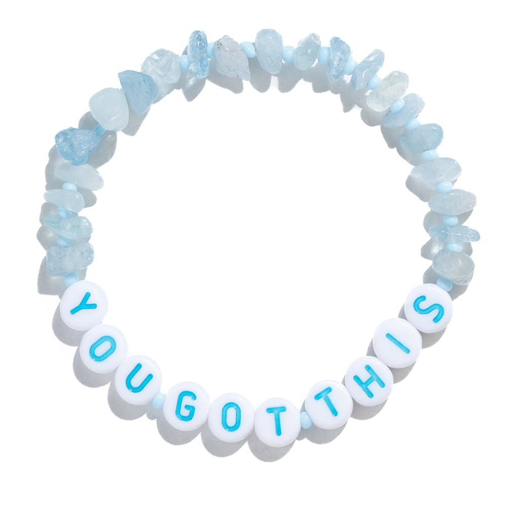 TINKALINK You Got This Blue lettered Aquamarine Crystal Bracelet