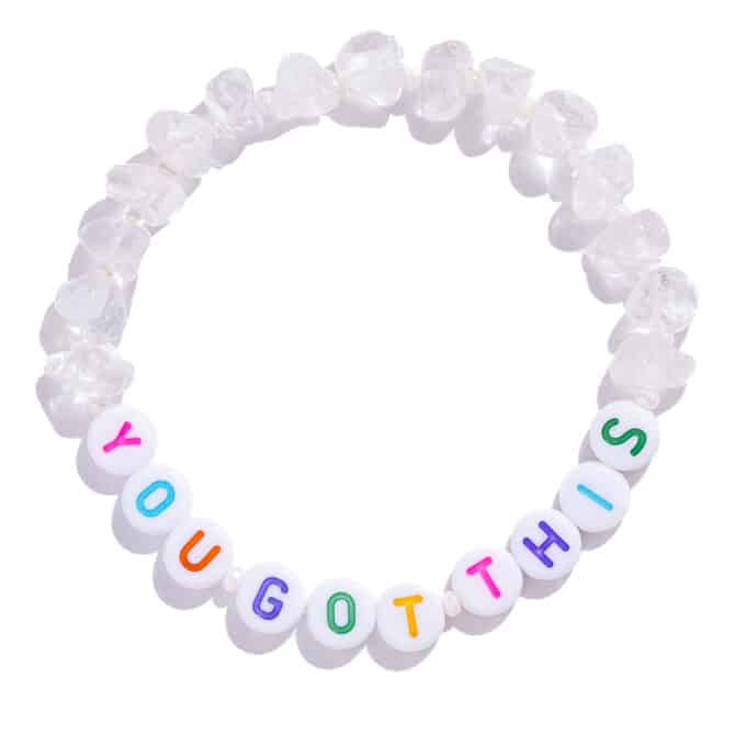 TINKALINK You Got This Multi Coloured lettered Clear Quartz Crystal Bracelet