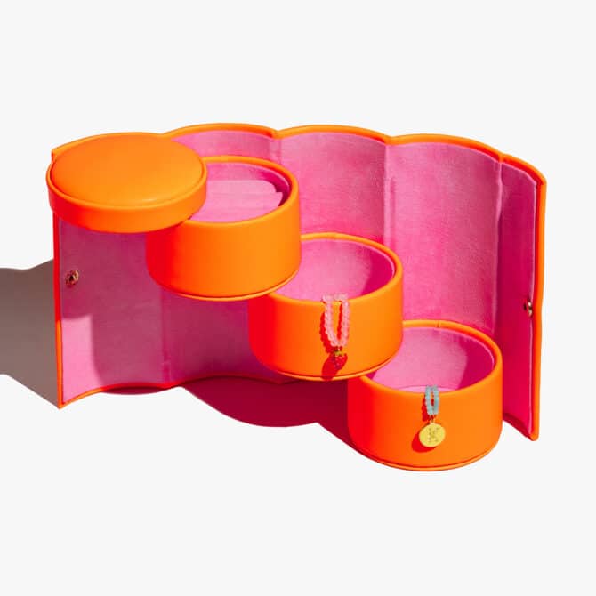 TINKALINK Neon Orange and PINK Jewellery Roll Box