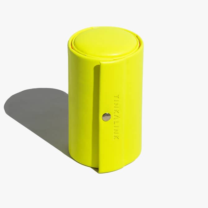 TINKALINK Neon Yellow and Pink Vegan Leather Jewellery Roll Box