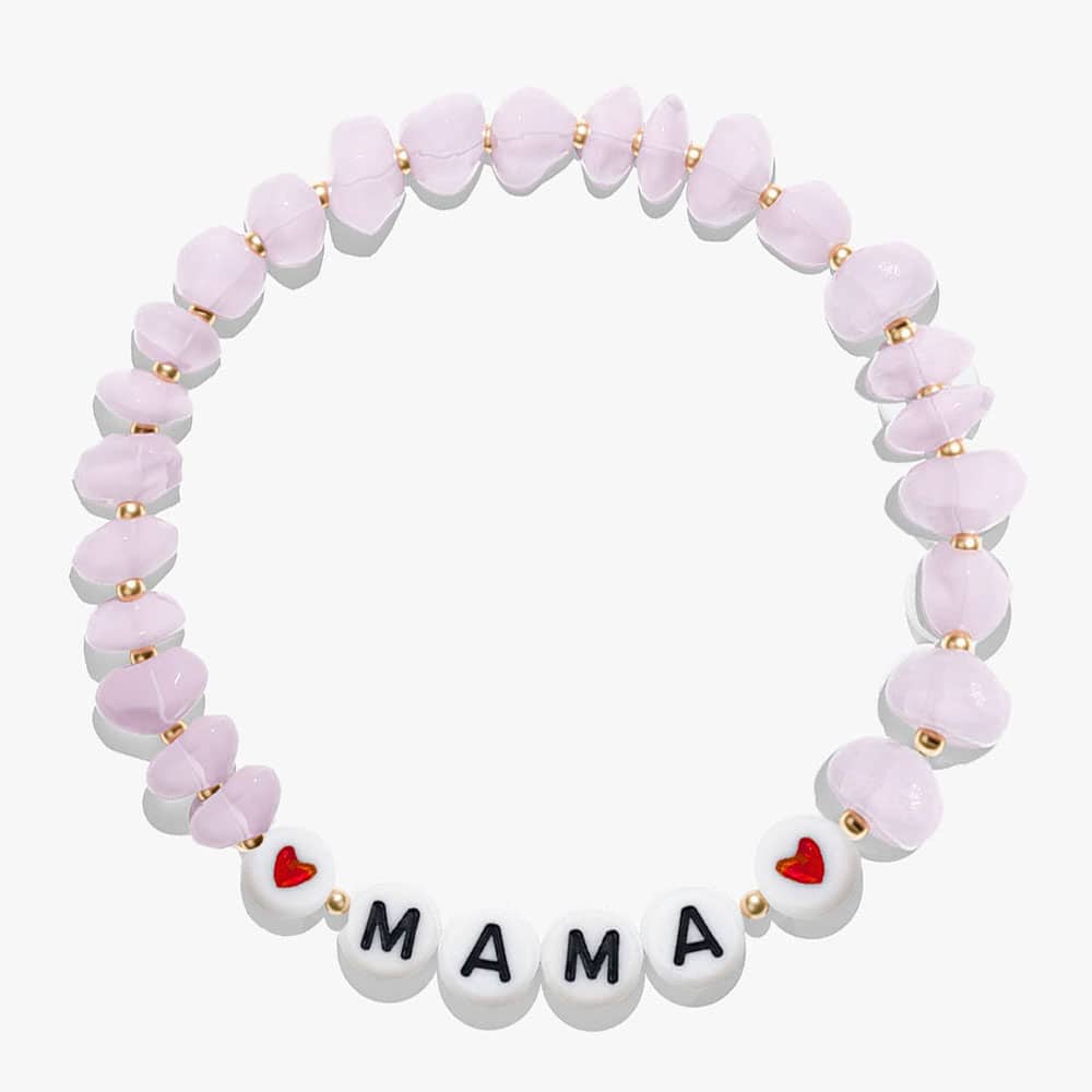 Rose Quartz Black letters two red hearts