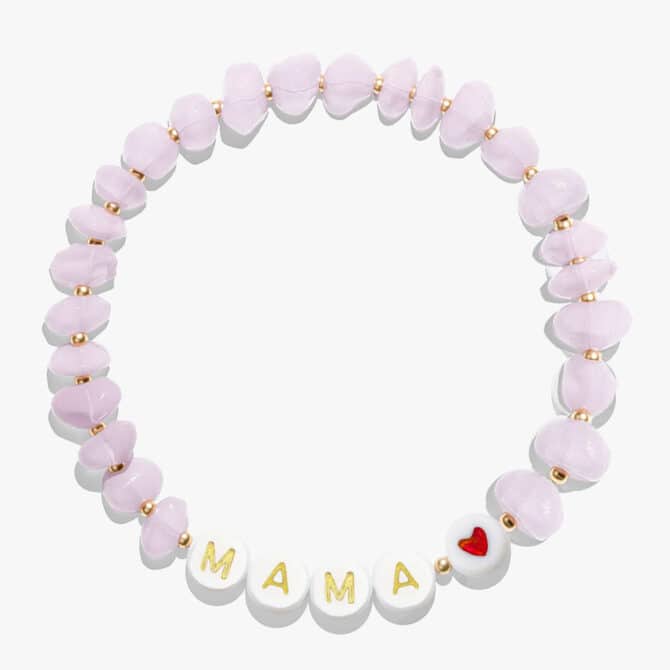 Rose Quartz Crystal Mama heart bracelet