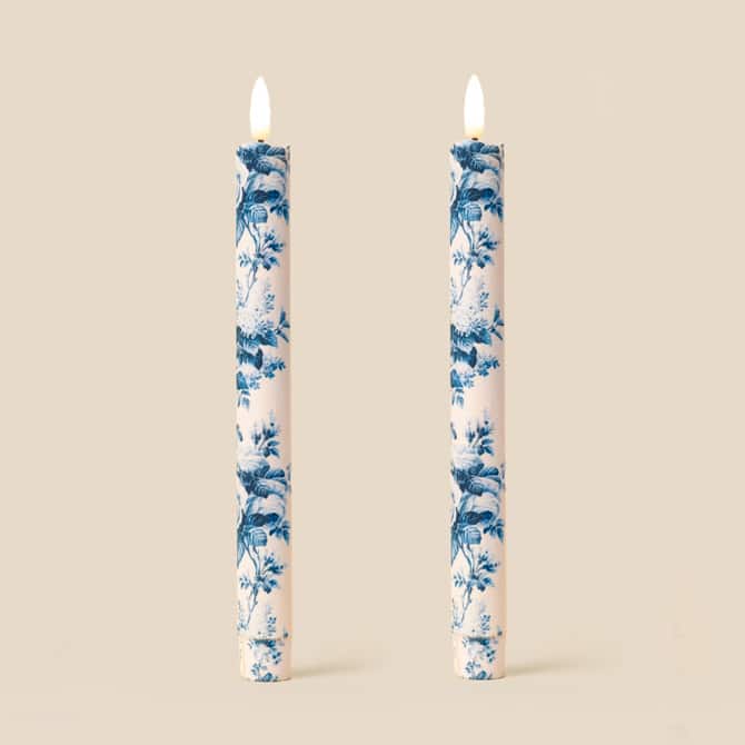 Belmont Toile Large Flameless LED Wax Candles (PAIR)
