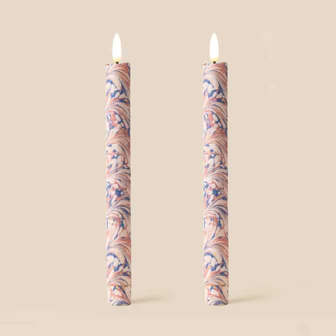 Bookbinder Marble Flameless LED Wax Candles (PAIR)