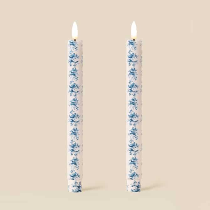 Belmont Toile Small Flameless LED Wax Candles (PAIR)
