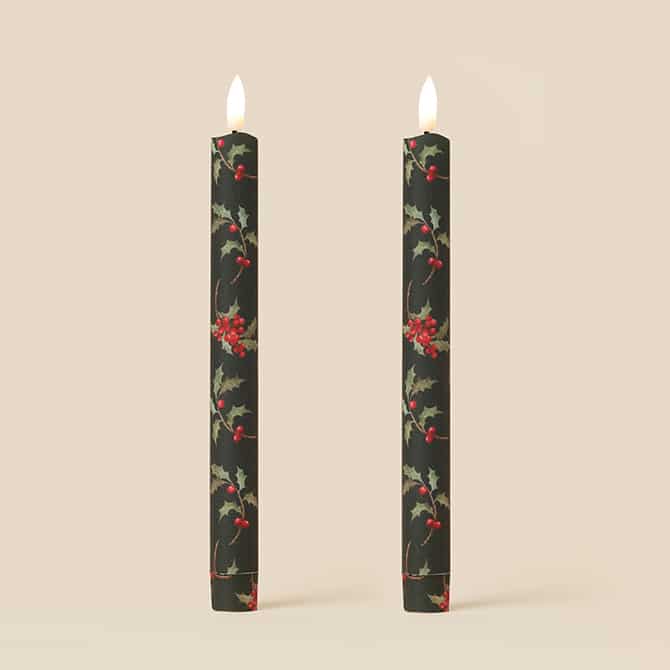 Holly Flameless LED Wax Candles (PAIR)