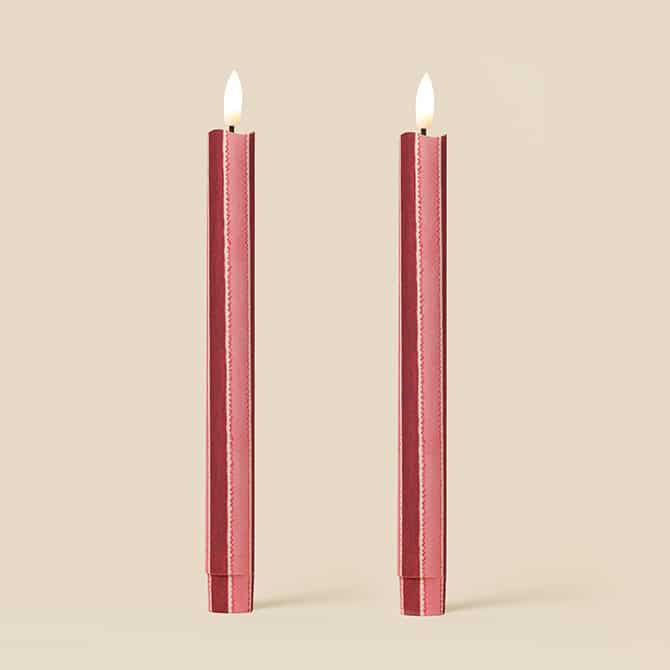 Scallop Stripes Flameless LED Wax Candles (PAIR)